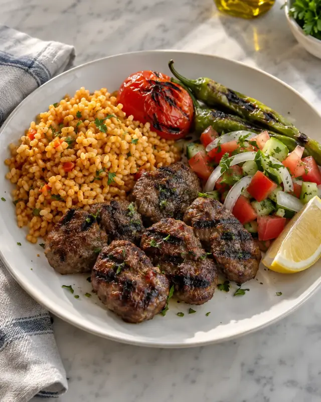 Izgara köfte ve bulgur pilavı